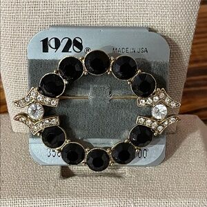 NEW Vintage 1928 Black and Gold Brooch pin